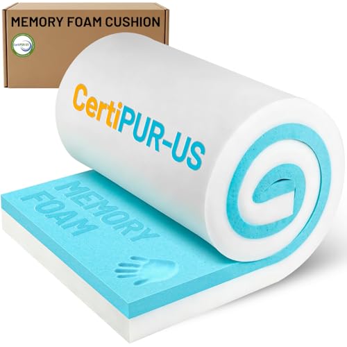 POYNUC Memory Foam Pad 1 Thick Gel Infused Cushion for Mattress Topper Pet Bed Gaming Chair RV Outdoor Sofa Breathable Low VOCs Cut to Size (24 * 72 * 1 in)