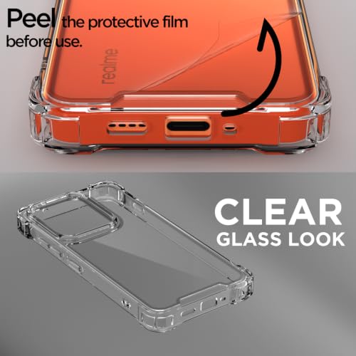 Image of Outlouders Back Cover for Realme P4 Power 5G Clear Transparent PC + TPU Bumper Case with Raised Edges for Shockproof Protection (Transparent)