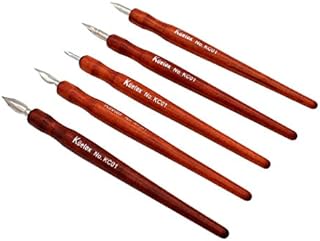 Hillento Comic Dip Pen Set, 5 Wooden Pen Handler Artist Cartoon Pen Set Calligraphy Dip Pens with 5 Nibs - Great for Manga/Comic/Calligraphy/Word Art/Pen-and-Ink Drawing