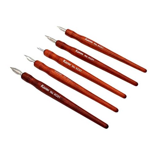 Juego de bolígrafos de cómic Hillento, 5 lápices de madera para el artista juego de lápices de dibujos animados bolígrafos de caligrafía con 5 puntas - ideal para manga/cómic/caligrafía