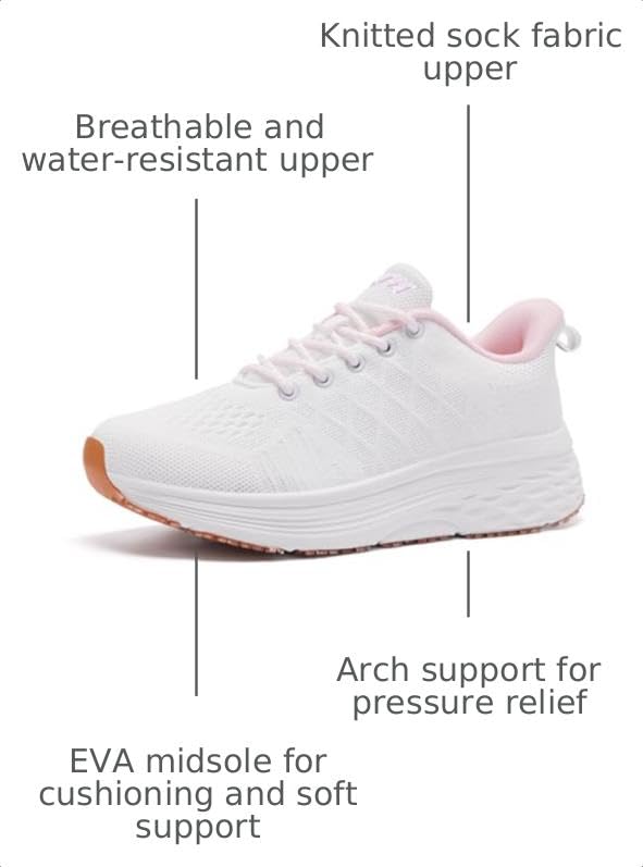 Image of AVW Womens Non Slip Work Shoes Walking Sneakers Food Service Kitchen Shoes | Water Resistant, Lightweight, Breathable, All-Weather, Slip Resistant Cushioned Sole, Versatile for Diverse Work Scenarios