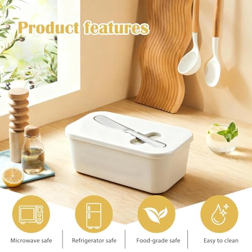 Butter Dish with Lid and Knife, Plastic Butter Holder Tray Container, Proof Storage Box, for Cheese Storage, Easy Scoop, Dishwasher Safe, Black - Image 5