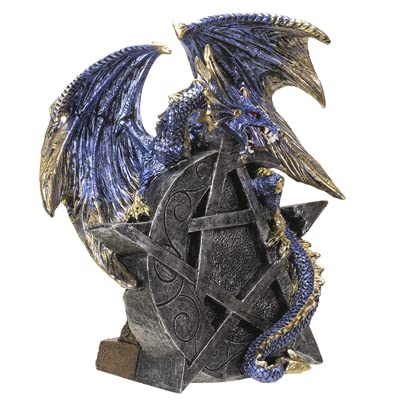 Dragon sur pentagramme lune figurine résine déco table originale