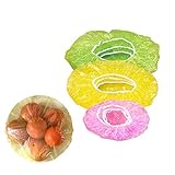 Kunststoff-Lebensmittelabdeckungen, 60 Stück, wiederverwendbar, transparent, BPA-frei, elastisch, bunt, für Schüsseln, Teller, Speisereste, Familie, Picknick, 3 Größen