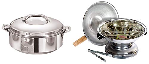 Kuber Industries Aluminium Multi Purpose Oven, Gas Tandoor & Small Size Casserole/ Box/chapati Container/hot case in Stainless Steel 1800 ml