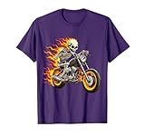 Skeleton on Motorcycle Moped Chopper Fire Flames Rebellious T-Shirt