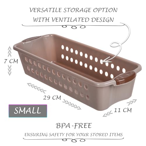 Image of Urbane Home Pack of 3 Storage Basket | Storage Organizer for Kitchen-Refrigerator-Vegetables-Stationery | Multipurpose Cabinet Shelf Rack | Storage Box for Kitchen | JAWA-1 | Small | Peach