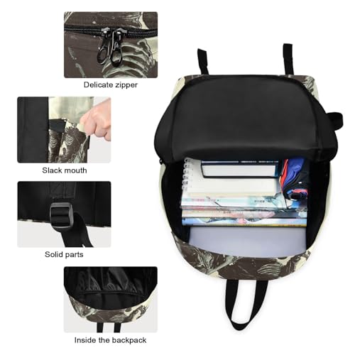 Backpack Lunch Box Set Large Capacity Travel Backpacks and Insulated Lunch Bag for Commute Hiking Picnic Vintage Skull Cowboy Print3