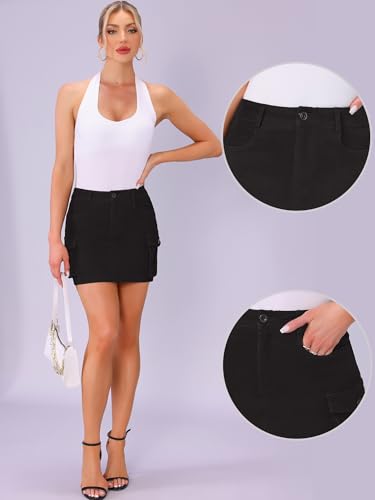 Allegra K Cargo Mini Skirt for Women's Casual Y2K Cotton Skirts with Pockets2