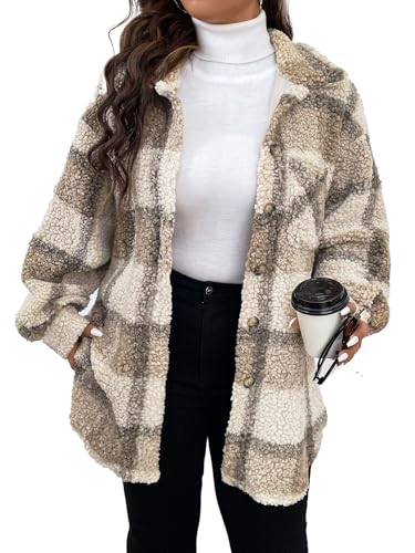 Plus szie Fuzzy Teddy Coat Oversized Sherpa Jacket keep warm