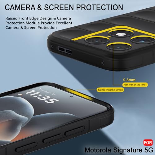 Image of TheGiftKart Liquid Silicon Back Cover Case for Motorola Moto Signature 5G | Shockproof Military Grade Protection | Micro-Fibre Cloth On Inner Side | Built-in Anti-Slip Grip Case Cover (TPU, Black)