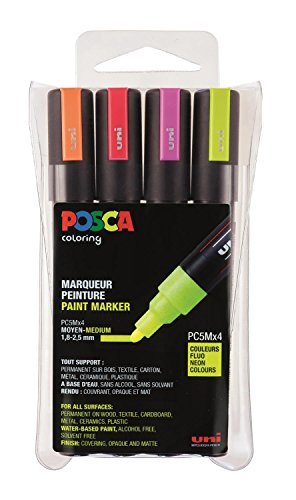 POSCA Set 4 MARQUEURS PC5M Pochette Fluo