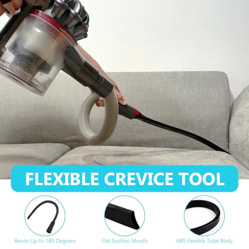 BUZIFU 4-Teiliges Set Staubsauger Zubehör für Dyson V7 V8 V10 V11 V12 V15 Staubsauger Schlauch Verlängerung + Flexible Fugendüse + Adapter Zubehör Ersatzschlauchanschluss Lange Flachdüse