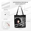 ANABPRMA Vinyl Records Canvas Tote Bag For Women – Reusable Shoulder Bag, Large Shopping Handbag With Button Closure #5