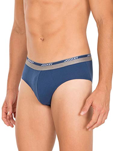 Image of Jockey Men's Cotton Brief(Pack of 1) (8037-0110- Mid Blue XL Blue XL)
