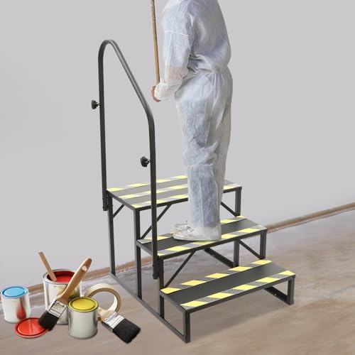 Escalera de 3 peldaños con barandales y carga 450 lbs miniatura 2