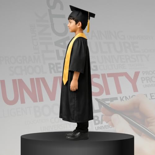 Image of Sarvda Graduation Gown for kids with Cap and Sash, Convocation Dress for Boys and GirlsSchool Ceremony, Fancy Dress