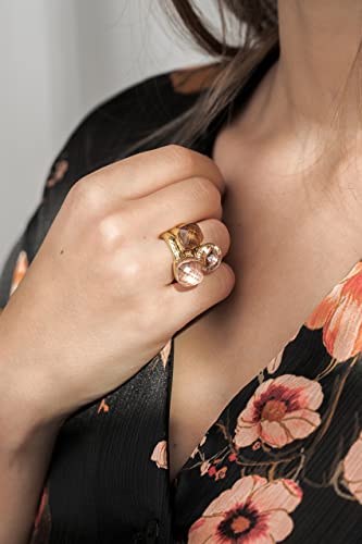 Bague Firenze Qudo dorée avec pierre rouge éclatante - 4