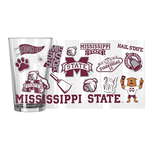 Image of Logo Brands NCAA 16 oz Pint Glass - Durable Glass With Bold Team Color- Chip-Resistant Rim Drinkware For Fans, Tailgates, Home Bars & Everyday Use