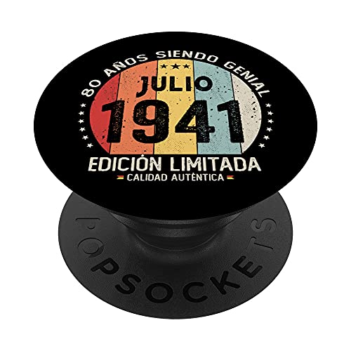 Regalo 80 años Cumpleaños Hombre Mujer - Julio 1941 PopSockets PopGrip Intercambiable