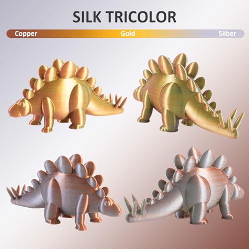 Image of Geeetech 3D Printer Silk PLA Tri-Color Filament, Metal-Like Shiny Silk Filament 1.75mm 1kg (2.2lbs) Spool, Dimensional Accuracy + /- 0.02 mm, Tri-Color Gold Silver Copper