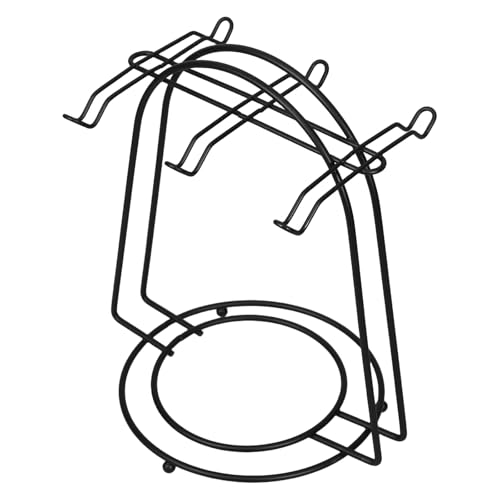 Lurrose Soporte para Tazas de Café de Metal Negro con 6 Ganchos, Base Redonda y Diseño Minimalista para Almacenamiento Versátil en Oficina y Sala