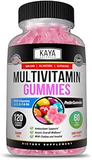 Kaya Naturals Adult, Women's, Men's, Kids, &Teens Multi Vitamin Gummy, Biotin, Vitamin A, C & E, Including Zinc & More - Strawberry Flavor | Gluten-Free multivitamins Sweet Adult 120 Gummies