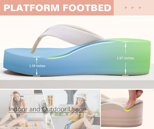 Image of ONCAI Women's Platform Wedge Flip Flops Trendy Dressy Womans Summer Flatform Chunky Heel Sandals with Comfortable Walking Outdoor Rubber Soles (US Size 5-11)
