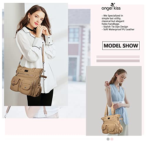 Image of Angelkiss Purses Handbags for Women PU Tote Satchel Bags for Women Pockets Shoulder Bags | PU