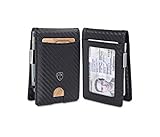 TRAVANDO Money Clip Wallet Atlanta Mens Front Pocket Slim RFID Blocking - Credit Card Holder - Mini Bifold (Carbon Leather, Carbon)