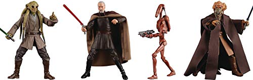 Husbro Star Wars The Black Series: Kit Fisto, Count Dooku, Battle Droid, Plo Koon 6-Inch Action Figure Set