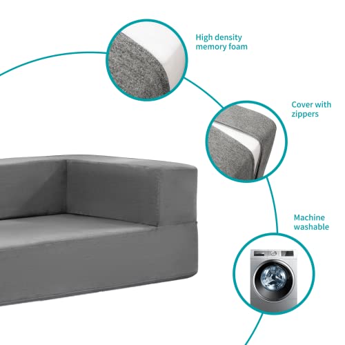 Balus Folding Bed Couch, Sleeper Foam Sofa Bed, Cushioned Foam Mattress Comfortable Sofa, Floor Couch Sleeper Sofa Foam With 3 Ottomans For Living Room/Bedroom/Guest Room/Home Office (Light Grey) #TOP4