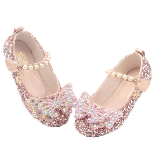 Girls Sparkle Princess Dress Shoes Bow Wedding Party Flower Bridesmaids Mary Jane Ballet Flats for Kid Toddler4