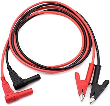 2Pcs 14 Gauge Multimeter Test Leads Right Angle Banana Plug to Alligator Clip Heavy Duty Silicone Wire for Electrical Testing 3 Feet