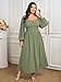 SCOMCHIC Women Plus Size Formal Dresses Long Sleeve Square Neck Wedding Guest Cocktail Split A-Line Maxi Long Dress Sage Green