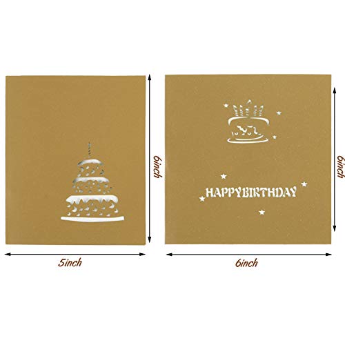 Zonon 2 Packs 3D Happy Birthday Pop-Up Card Led Light Happy Birthday Music Card 3D Pop-Up Greeting Cards Handmade 3D Pop-Up Birthday Cards With Envelope For Family, Friend, Boy, Girl And Kids (Gold) #TOP5