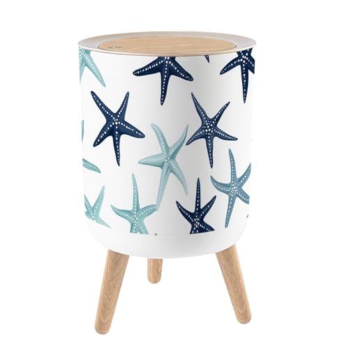 Papelera con tapa azul náutico 7L con patas