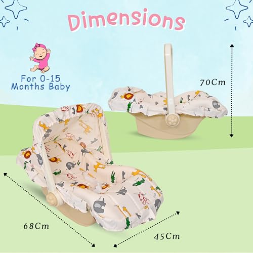 Image of AVANI METROBUZZ 5-in-1 Baby Carry Cot and Rocker, Adjustable Handle, Safety Belt, Large Canopy, Cream with Mosquito Net
