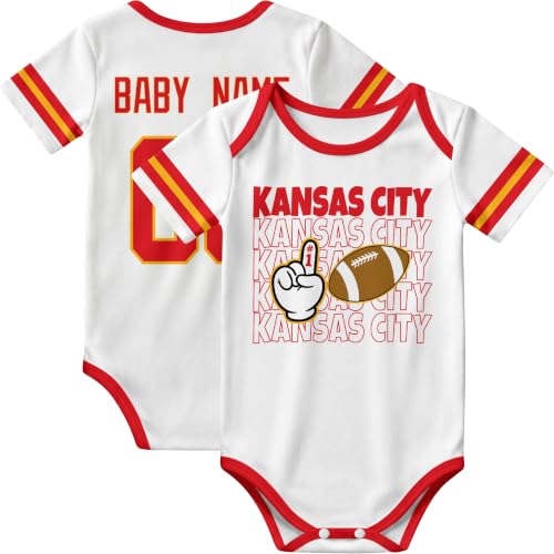 Image of KREDE Baby Clothes Custom Name Bodysuit for Baby Boy Gifts | Short Sleeves Bodysuit with Custom Number Name