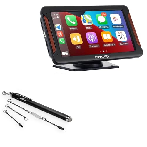 BoxWave Stylus Pen Compatible with AINAVGO Portable Wireless Apple CarPlay HD Touchscreen (7 in) - EverTouch Capacitive Stylus, Fiber Tip Capacitive Stylus Pen - Jet Black