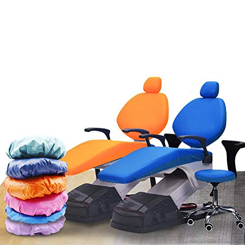 NanXi 4pcs / Ensemble Étui de Protection imperméable élastique Faux Cuir Housse de siège de Fauteuil Dentaire,Appui-tête Protecteur Équipement de Dentiste,Bleu Cover