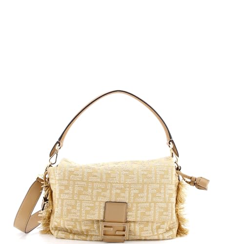 Pre-Loved Mamma Baguette NM Zucca Jacquard and Raffia Medium, Neutral