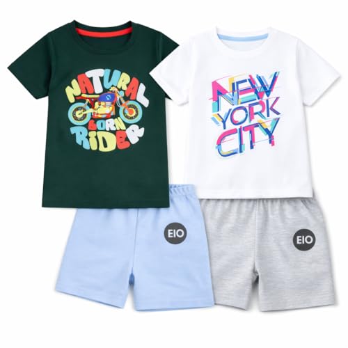 Image of EIO Boys Cotton Printed Dress Clothing Set Combo with Tshirts & Shorts-Pack 3