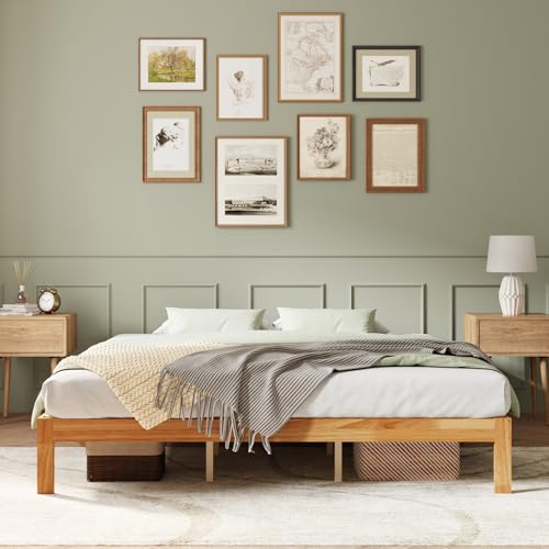 Novilla 12 Inch Wooden King Size Bed Frame, Classic Solid