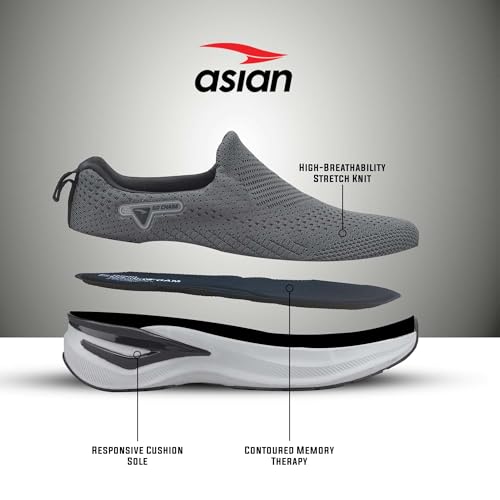 Image of ASIAN Wonderwalk Pro-16 Men's Walking Shoes with Ultra-Soft Cushioning | Slip- On Shoes with Lightweight Design | Ideal for Daily Walking, Gym & Travel