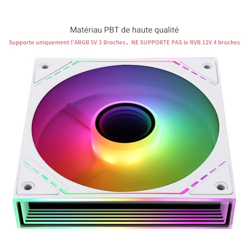 TR TL-M12W-S Wentylator do obudowy procesora, 120 mm, efekt świetlny ARGB, 4-pinowy PWM cichy wentylator komputerowy, do CPU Liquid Cooler i CPU Air Cooler, cichy wentylator PC ARGB