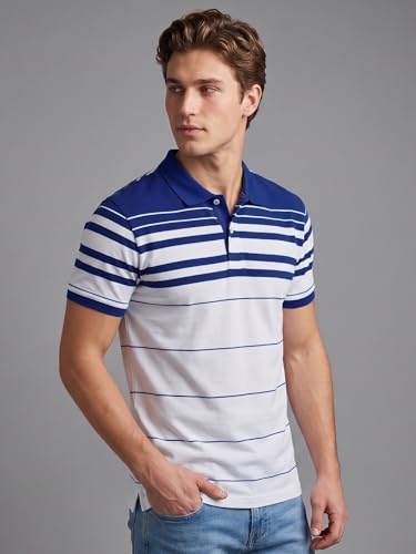 Image of XENOVAURBAN Polo t Shirt for Man | Striped Pattern Mens Cotton Polo Neck T-Shirt with Collar | Regular fit | Breathable and Soft - Polo-Striped-P