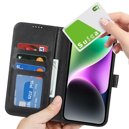 Image of for iPhone 14 Case Wallet with Card Holder,for iPhone 13 Wallet Case for Women Men,PU Leather Shockproof Magnetic Buckle Stand Flip Phone Case-Black