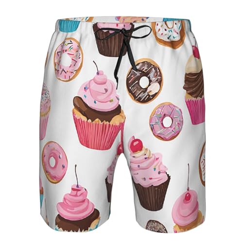 Cupcake Pattern Men's Quick Dry Beach Shorts Swim Trunks with Pockets Board Shorts4