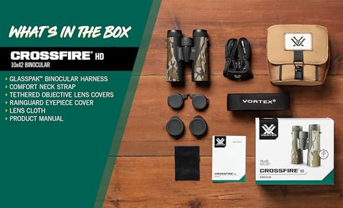 Image of Vortex Crossfire HD 10x42 Binoculars (Mossy Oak Bottomland) - HD Optical System, Tripod Adaptable, Rubber Armor, Waterproof, Fogproof, Shockproof, Included GlassPak - Unlimited, Unconditional Warranty